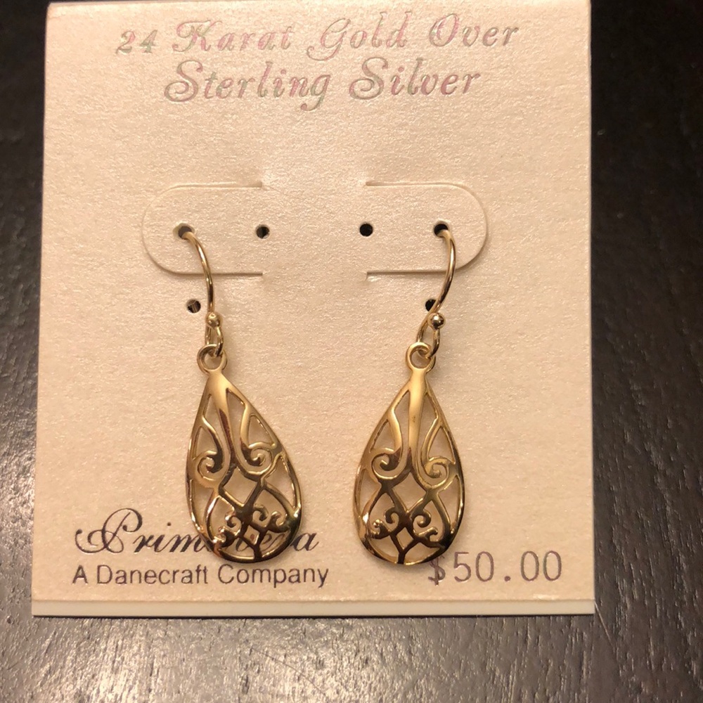 24 Karate Gold over Sterling Silver Earrings *NWT*
